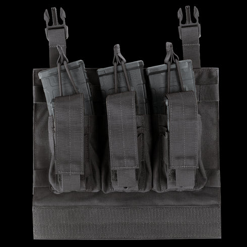 The Condor VAS Kangaroo Mag Panel Gen II is a black tactical pouch with three secure rifle mag slots—ideal for EDC or keeping your gear organized at the shooting range.